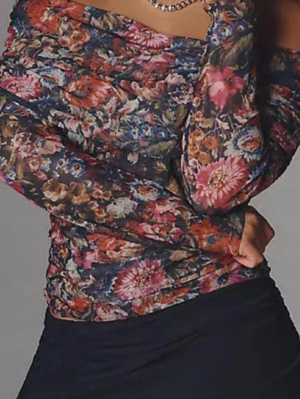 NWT Maeve Aleda Mesh Off-Shoulder Top